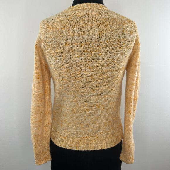 VINTAGE Alan Paine Yellow Marled Wool-Linen Crewneck Pullover Sweater 38 VTG - Picture 5 of 7